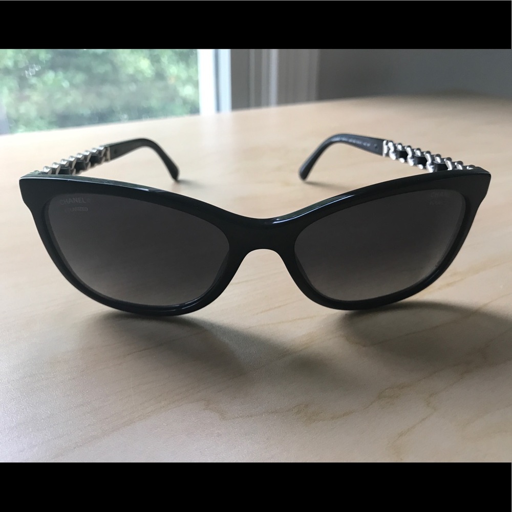 Chanel Black Cat Eye Chain Sunglasses 5260-Q